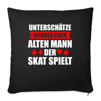 Skat Spielen Ass Karte Skatspieler Geschenk - Sofakissenbezug 45 x 45 cm - Schwarz - Vorne