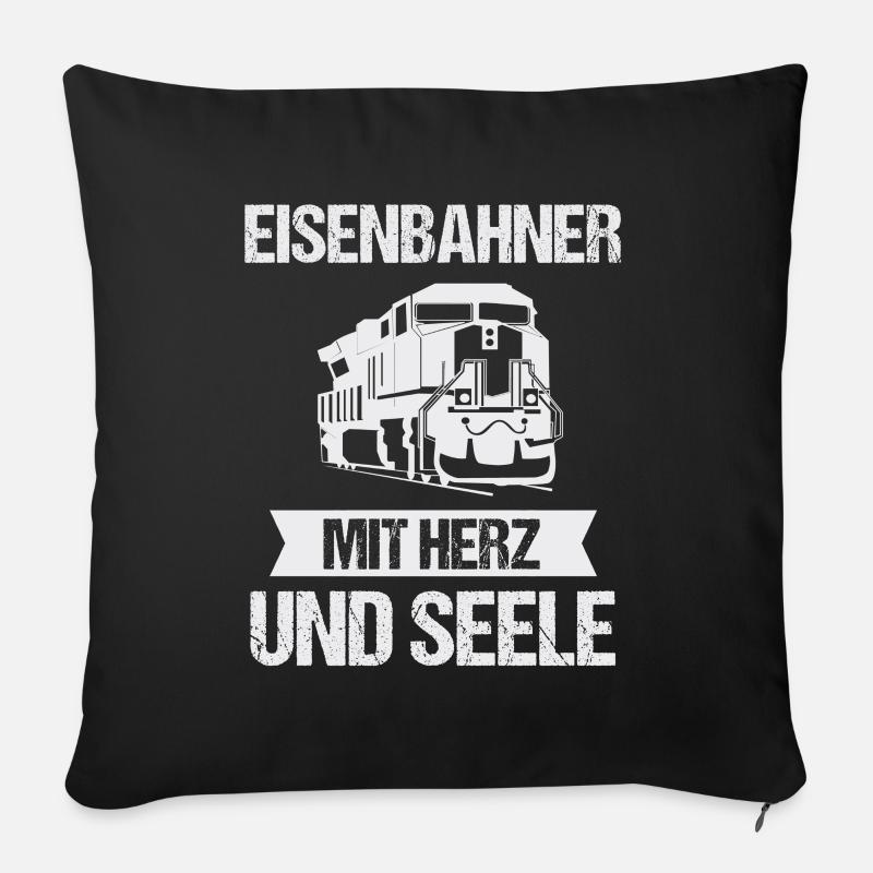 Eisenbahn Eisenbahner Zugführer Spruch Geschenk - Sofakissenbezug 45 x 45 cm - Schwarz