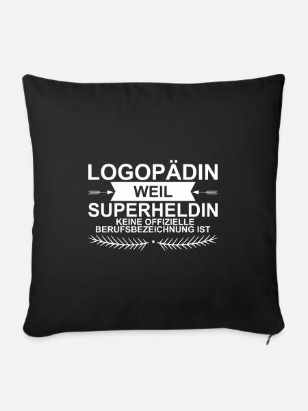Logopädin Superheldin Geschenkidee - Sofakissenbezug 45 x 45 cm - Schwarz