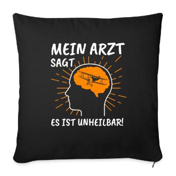 Modellflug Modellbau Modellbauer Motiv Geschenk - Sofakissenbezug 45 x 45 cm - Schwarz - Vorne