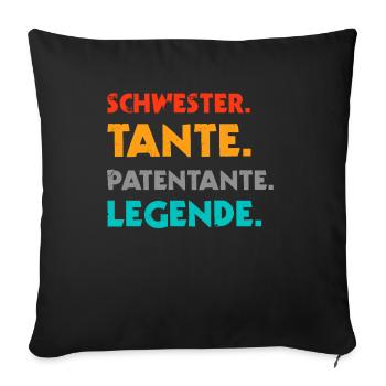 Patentante Lieblingstante Taufpatin Geschenk & Tau - Sofakissenbezug 45 x 45 cm - Schwarz - Vorne