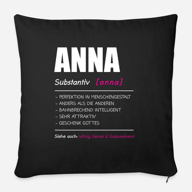 Anna Name Vorname Geschenk - Sofakissenbezug 45 x 45 cm - Schwarz