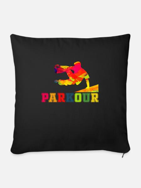 Parkour Freerunner Geschenk - Sofakissenbezug 45 x 45 cm - Schwarz