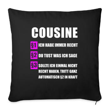Cousin family cousins gift - Sofa pillowcase 17,3'' x 17,3'' (45 x 45 cm) - black - Front