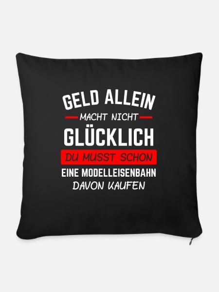 Modelleisenbahn Modellbau Dampflok Geschenk - Sofakissenbezug 45 x 45 cm - Schwarz