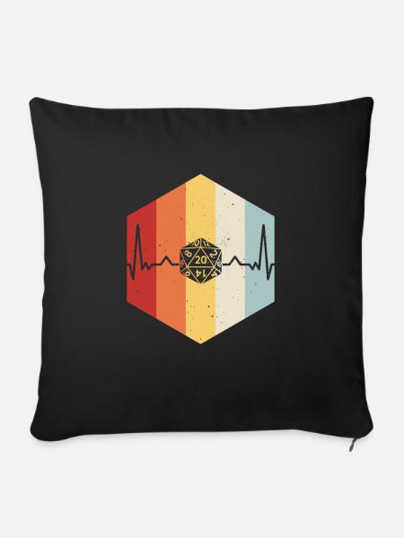D20 Retro-Herzschlag - Sofakissenbezug 45 x 45 cm - Schwarz