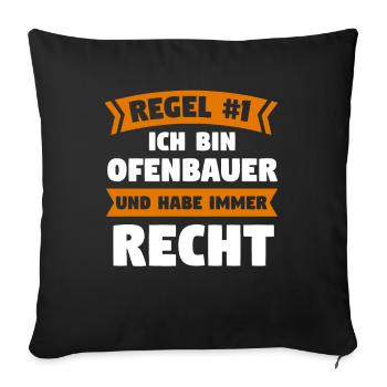 Ofenbauer Ofen Kamin Geschenk - Sofakissenbezug 45 x 45 cm - Schwarz - Vorne