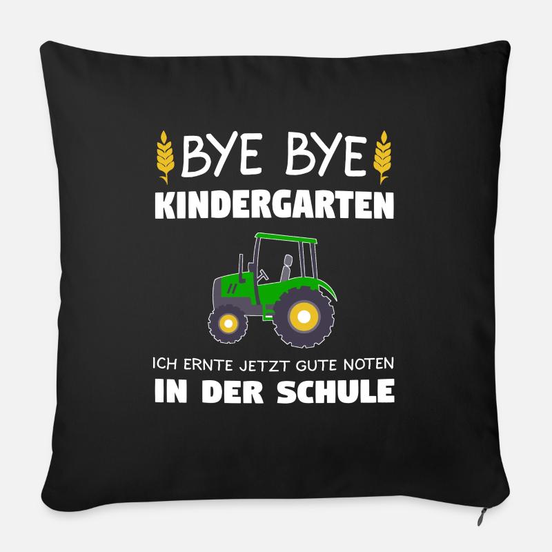 Bye Bye Kindergarten Schulkind Traktor Geschenk - Sofakissenbezug 45 x 45 cm - Schwarz