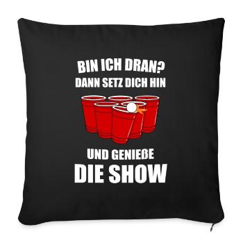 Beerpong Funny Beer Beerpong Geschenk - Sofakissenbezug 45 x 45 cm - Schwarz - Vorne