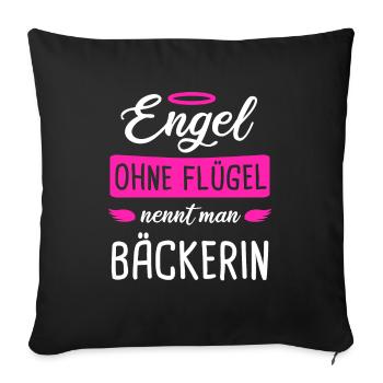 Bäckerin Backen Brot Geschenk - Sofakissenbezug 45 x 45 cm - Schwarz - Vorne
