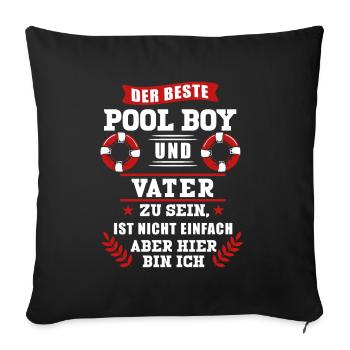 Poolboy Vater Bademeister Rettungsschwimmer Gesche - Sofakissenbezug 45 x 45 cm - Schwarz - Vorne