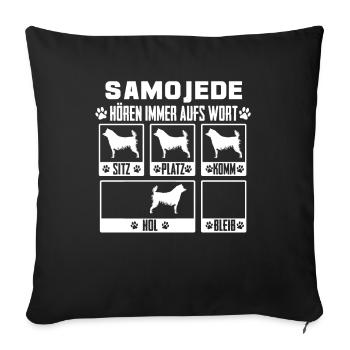 Samojede Samojeden Hund Geschenk - Sofakissenbezug 45 x 45 cm - Schwarz - Vorne