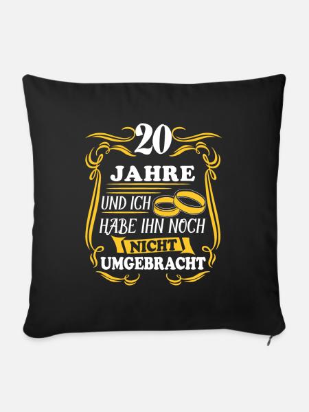 Porzellanhochzeit 20.Hochzeitstag Ehe Geschenk - Sofakissenbezug 45 x 45 cm - Schwarz