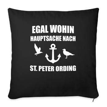 St. Peter Ording Nordsee Ostfriesland Geschenk - Sofakissenbezug 45 x 45 cm - Schwarz - Vorne