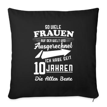 10. Hochzeitstag Rosenhochzeit Ehemann Geschenk - Sofakissenbezug 45 x 45 cm - Schwarz - Vorne