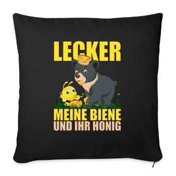 Lecker meine Biene und ihr Honig - Sofakissenbezug 45 x 45 cm - Schwarz - Vorne