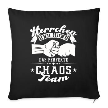 Herrchen und Hund Hunde Papa perfektes Team - Sofakissenbezug 45 x 45 cm - Schwarz - Vorne