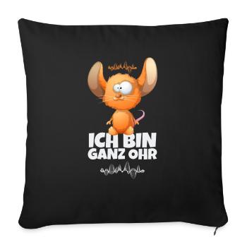 Maus: Ich bin ganz Ohr - Sofakissenbezug 45 x 45 cm - Schwarz - Vorne