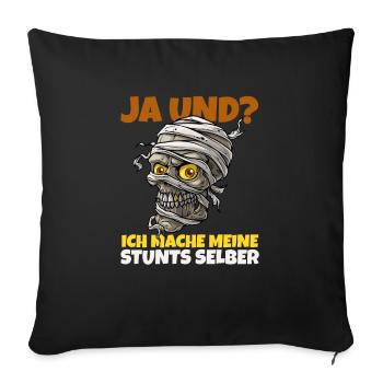 Totenschädel: Ich mache meine Stunts selber - Sofakissenbezug 45 x 45 cm - Schwarz - Vorne