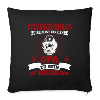 Feuerwehr Opa Feuerwehrmann Berufsfeuerwehr - Sofakissenbezug 45 x 45 cm - Schwarz - Vorne