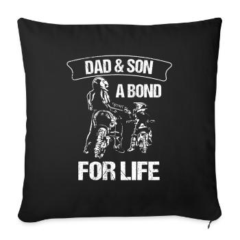 Papa et fils un cadeau de motocross Bond For Life - Housse de coussin décorative 45 x 45 cm - noir - Devant