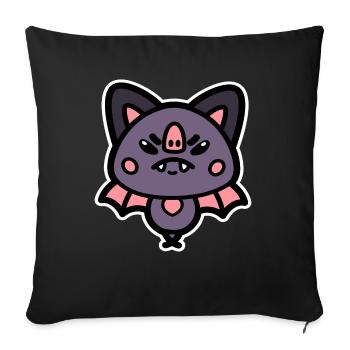 Kawaii Mad Bat - Sofa pillowcase 17,3'' x 17,3'' (45 x 45 cm) - black - Front