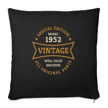 Vintage 70. Geburtstag Jahrgang 1952 Geschenkidee - Sofakissenbezug 45 x 45 cm - Schwarz - Vorne
