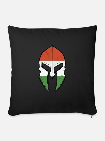 hungarian flag in Spartan warrior Helmet - Sofakissenbezug 45 x 45 cm - Schwarz