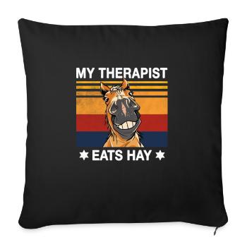 My therapist eats hay horses rider design - Sofa pillowcase 17,3'' x 17,3'' (45 x 45 cm) - black - Front