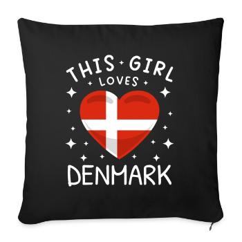 Danemark drapeau Scandinavie Drapeau danois coeur - Housse de coussin décorative 45 x 45 cm - noir - Devant