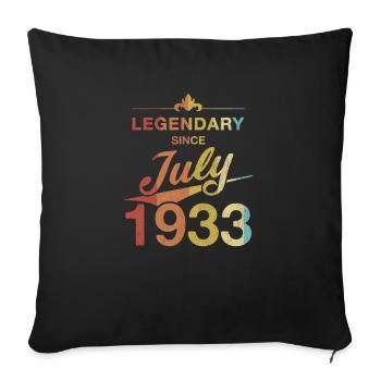 90e anniversaire Légendaire Juillet 1933 Année 33 - Housse de coussin décorative 45 x 45 cm - noir - Devant
