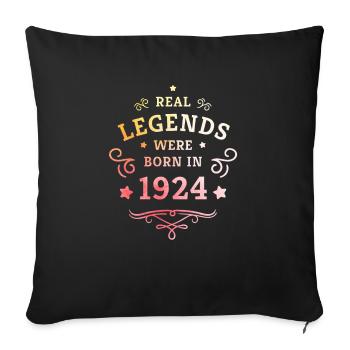100. Geburtstag Echte Legenden sind Jahrgang 1924 - Sofakissenbezug 45 x 45 cm - Schwarz - Vorne