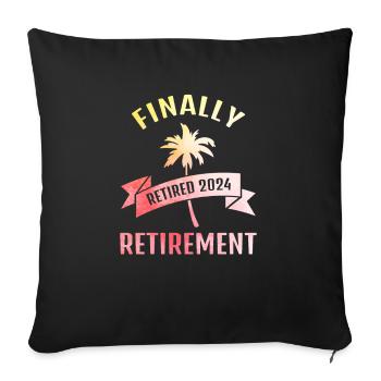 Enfin la rente de retraite 2024 cadeau pour les retraités - Housse de coussin décorative 45 x 45 cm - noir - Devant