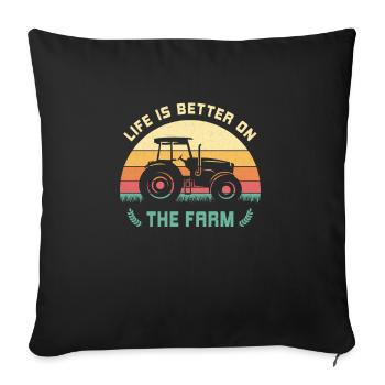 La vie est meilleure sur la conception du tracteur agricole - Housse de coussin décorative 45 x 45 cm - noir - Devant