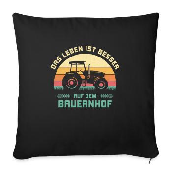 La vie est meilleure sur la conception du tracteur agricole - Housse de coussin décorative 45 x 45 cm - noir - Devant