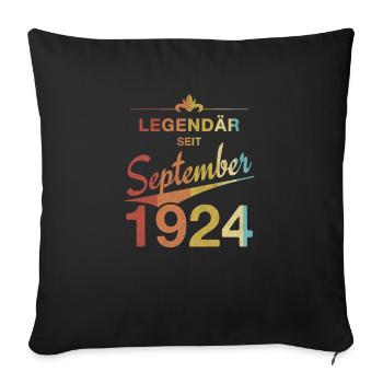 100e anniversaire Légendaire depuis septembre 1924 - Housse de coussin décorative 45 x 45 cm - noir - Devant