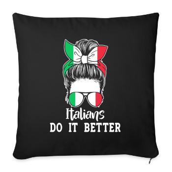 Italien Italie Drôle Dicton Idée Cadeau - Housse de coussin décorative 45 x 45 cm - noir - Devant