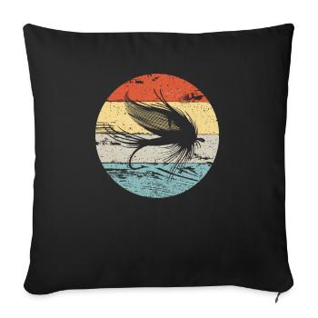 Fly Fishing Angler Vintage Retro Look - Sofa pillowcase 17,3'' x 17,3'' (45 x 45 cm) - black - Front