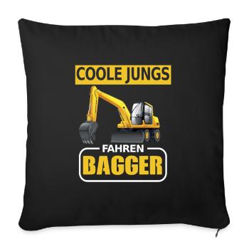 Bagger Baustelle Baggern Baggerfahrer Jungs - Sofakissenbezug 45 x 45 cm - Schwarz - Vorne