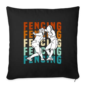 Fechten - Fechten Retro - Sofakissenbezug 45 x 45 cm - Schwarz - Vorne