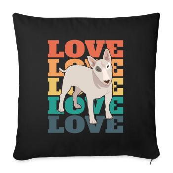 Bull Terrier - Amour - Housse de coussin décorative 45 x 45 cm - noir - Devant