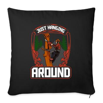 Woodworking Just Hanging Around Chainsaw - Sofa pillowcase 17,3'' x 17,3'' (45 x 45 cm) - black - Front