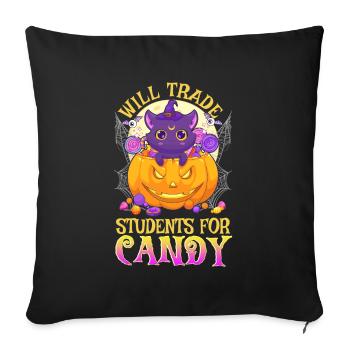 Un enseignant échangera des élèves contre candy Halloween - Housse de coussin décorative 45 x 45 cm - noir - Devant