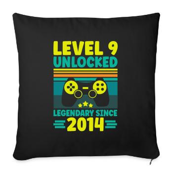 Level 9 Unlocked 2014 Zocken 9. Geburtstag Gamer - Sofakissenbezug 45 x 45 cm - Schwarz - Vorne
