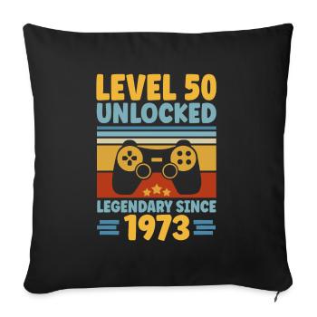 Level 50 Unlocked 1973 50th Birthday Gamer Gaming - Sofa pillowcase 17,3'' x 17,3'' (45 x 45 cm) - black - Front
