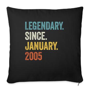 Légendaire depuis janvier 2005 18ème anniversaire - Housse de coussin décorative 45 x 45 cm - noir - Devant