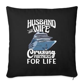 Mari et femme Partenaires de croisière pour la vie - Housse de coussin décorative 45 x 45 cm - noir - Devant
