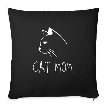 Maman chat - Housse de coussin décorative 45 x 45 cm - noir - Devant