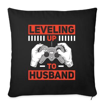 Gaming Gamer Husband Marriage Leveling Up To Husband - Sofa pillowcase 17,3'' x 17,3'' (45 x 45 cm) - black - Front