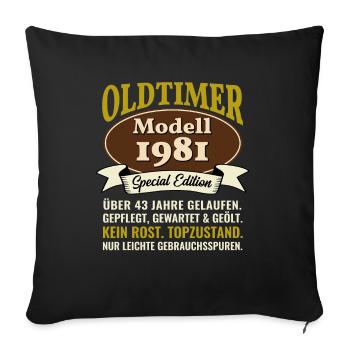 43. Geburtstag Oldtimer Modell 1981 43 Jahre - Sofakissenbezug 45 x 45 cm - Schwarz - Vorne